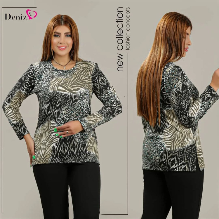 بلوز زنانه مدل آستین بلند موهر وارداتی دنیز سایز ایکس و دو ایکس