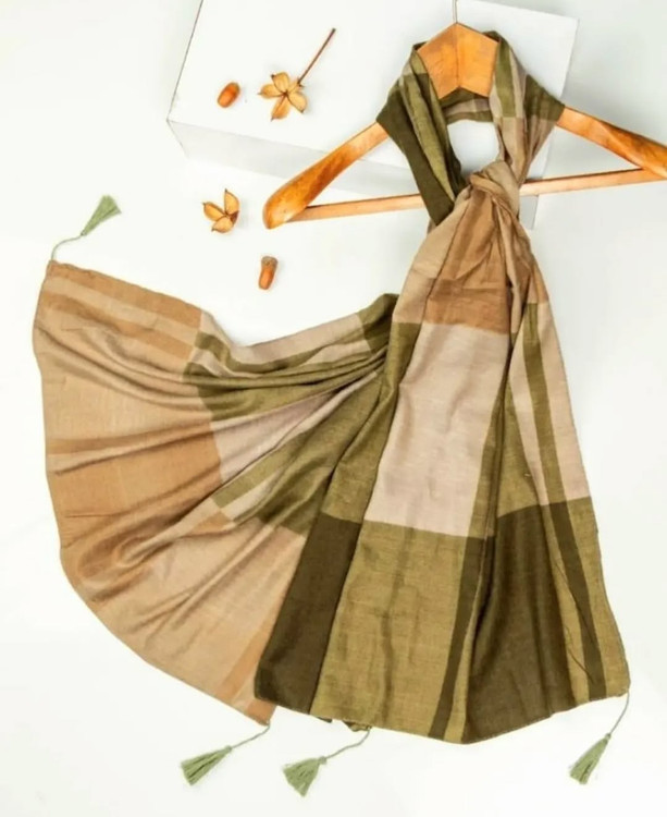 شال دخترانه موهر ایرانی عرض۷۵ طول ۲متر فقط فقط نخودی یشمی