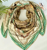 روسری زنانه سیا اسکارف دور دست دوز عرض ۱۴۰