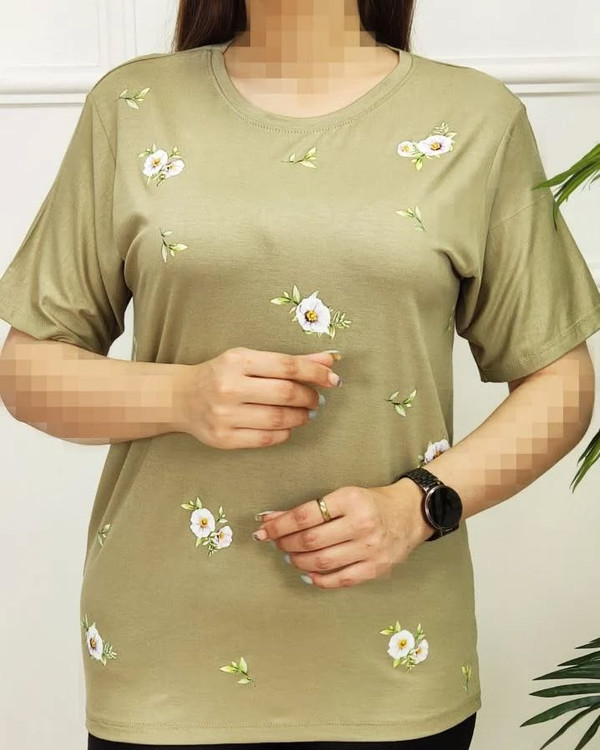 تیشرت زنانه پیش چاپ ویسکوز نخ ۱۰۰سایز۳ ایکس نخودی