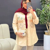 مانتو دخترانه لینن گلدوزی