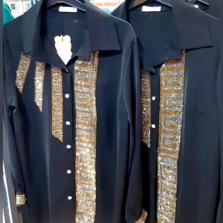 شومیز دخترانه مدل الیزه گرم بالا نگینی سایز ۳۸تا ۴۸