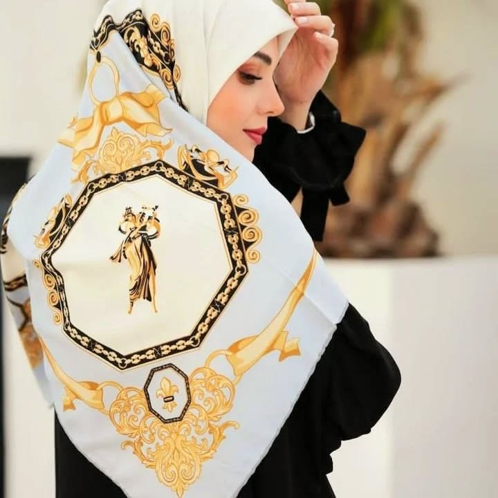 روسری زمانه نخ ابریشم دور دست دوز عرض ۱۴۰