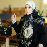 روسری زنانه نخ ابریشم دور دست دوز عرض ۱۴۰ فقط صورتی