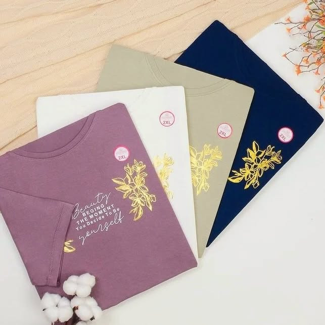 تیشرت زنانه چاپ متالیک ویسکوز نخ ۱۰۰٪بهار پوش