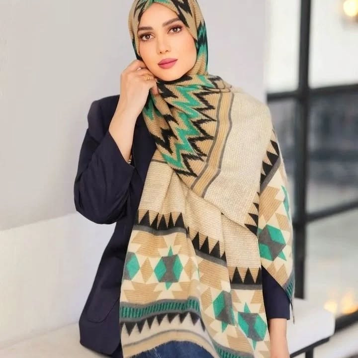 شال دخترانه مدل موهر ایرانی عرض ۷۵ طول ۲متر