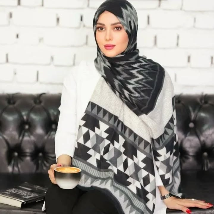 شال دخترانه مدل موهر ایرانی عرض ۷۵ طول ۲متر