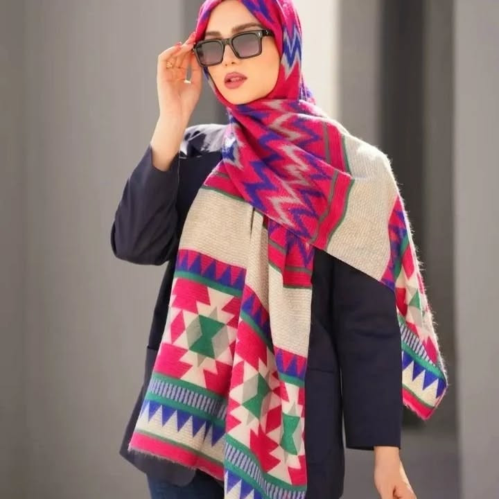 شال دخترانه مدل موهر ایرانی عرض ۷۵ طول ۲متر