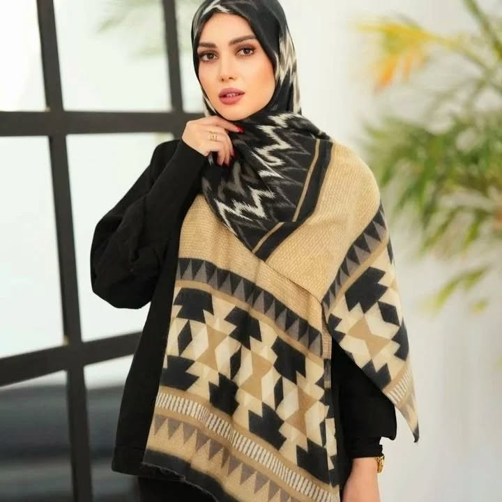 شال دخترانه مدل موهر ایرانی عرض ۷۵ طول ۲متر