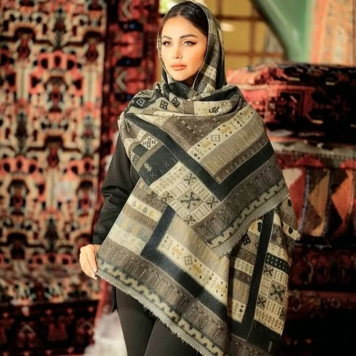 شال دخترانه مدل موهر ایرانی عرض ۷۵ طول ۲متر