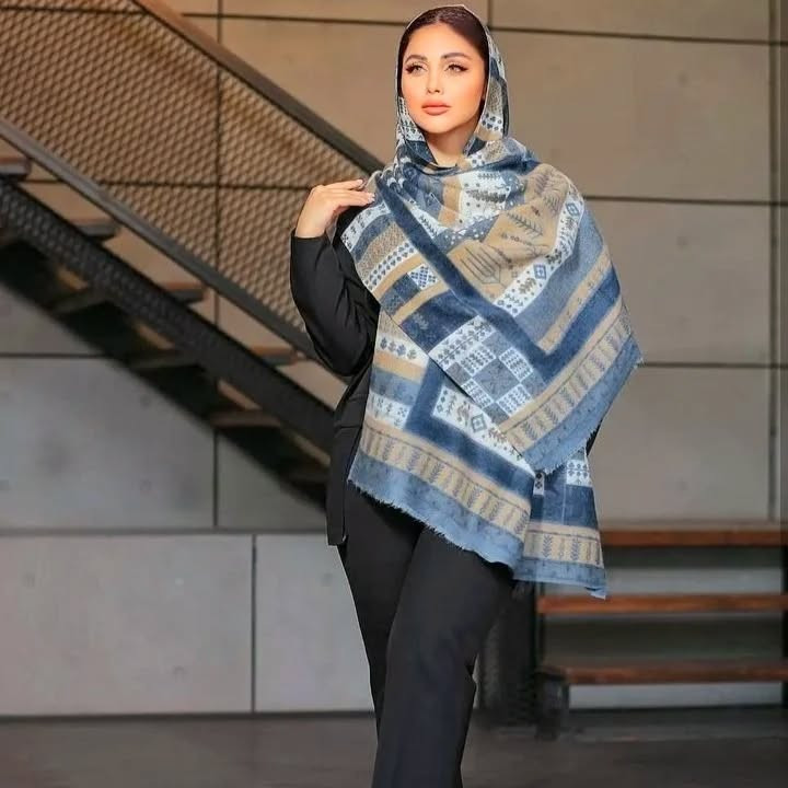 شال دخترانه مدل موهر ایرانی عرض ۷۵ طول ۲متر