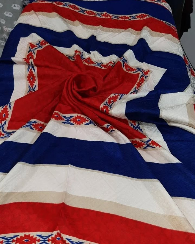 روسری دخترانه نخ ابریشم یونیک دور دست دوز عرض ۱۴۰