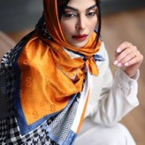 روسری دخترانه نخ ابریشم یونیک دور دست دوز عرض ۱۴۰