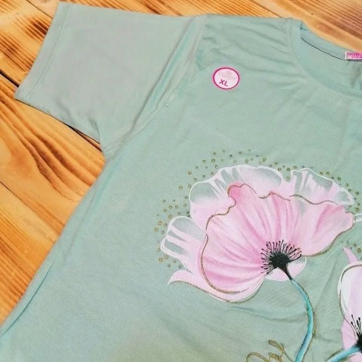 تیشرت دخترانه گلدار ویسکوز نخی ۱۰۰٪ بهار پوش