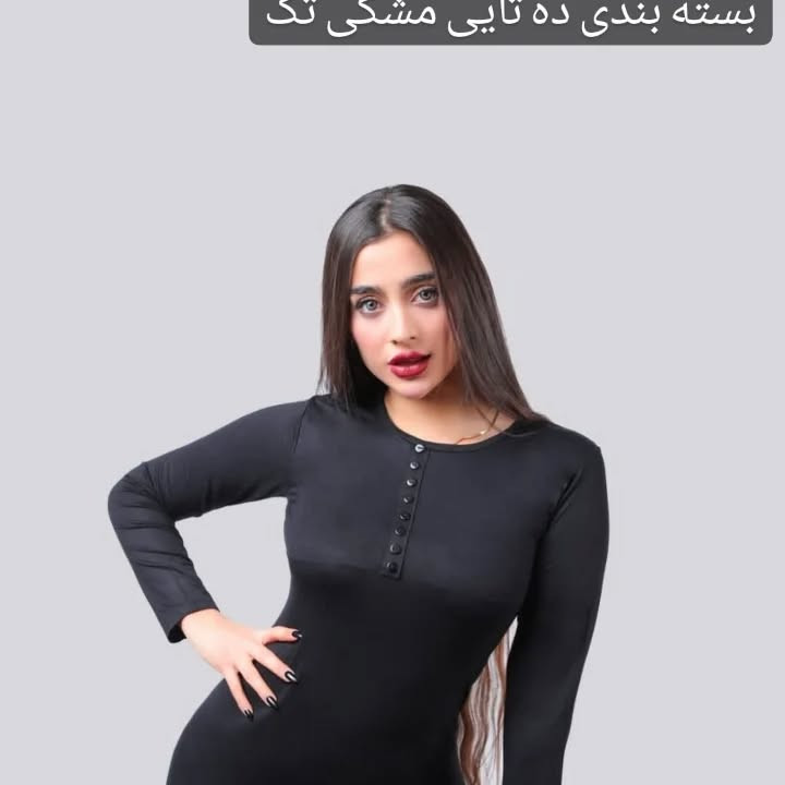 بلوز یا زیر سارفونی دخترانه هشت دکمه بلند ویسکوز نخ ۱۰۰٪ بهار پوش فقط مشکی