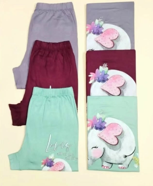 آستین سه رب دخترانه و شلوار طرح فیل ویسکوز نخ ۱۰۰٪بهار پوش