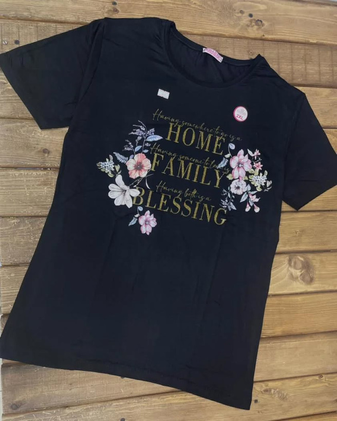 تیشرت زنانه ویسکوز نخ ۱۰۰٪بهار پوش مشکی تک سایز ۲و۳