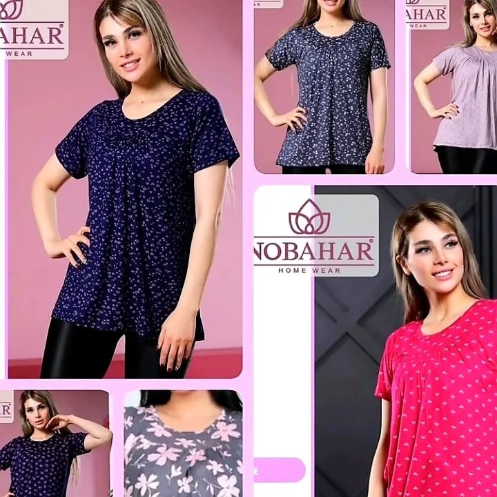 تیشرت دخترانه چین دار ویسکوز نخ ۱۰۰٪بهار پوش
