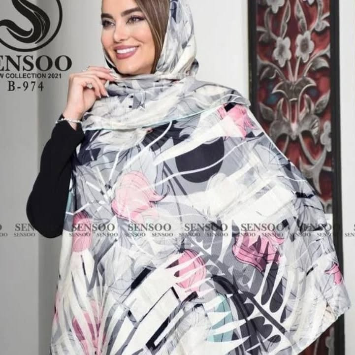 روسری دخترانه نخ دور دست دوز عرض ۱۴۰