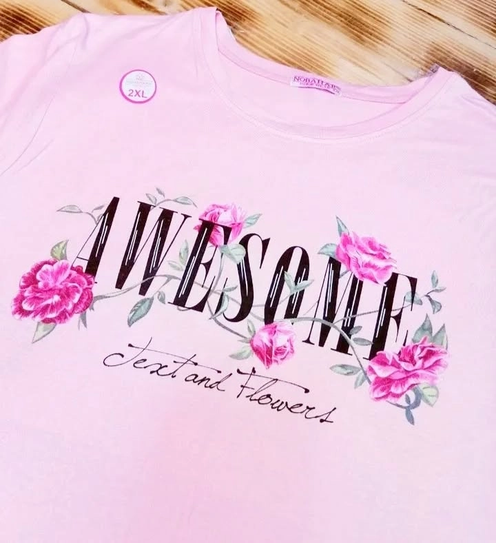 تیشرت زنانه مدل گلدار ویسکوز نخ ۱۰۰٪بهار پوش سایز ۲ایکس فقط سفید