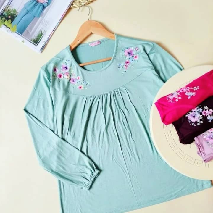 بلوز زنانه یقه چین دار ویسکوز نخ ۱۰۰٪فری سایز