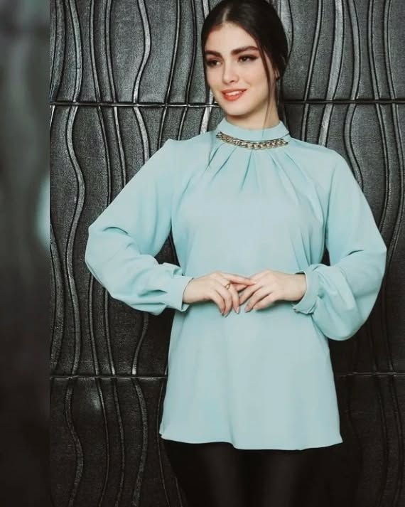 شومیز دخترانه مدل یقه زنجیر الیزه گرم بالا