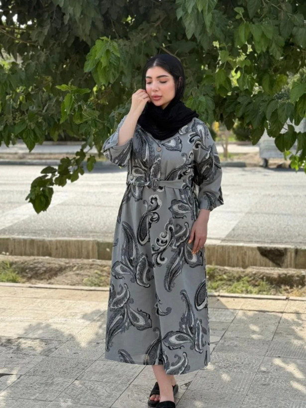 پیراهن کفتان دخترانه لینن کنفی ایتالیایی مدل ترمه فری سایز تا ۴۸ پنج رنگ
