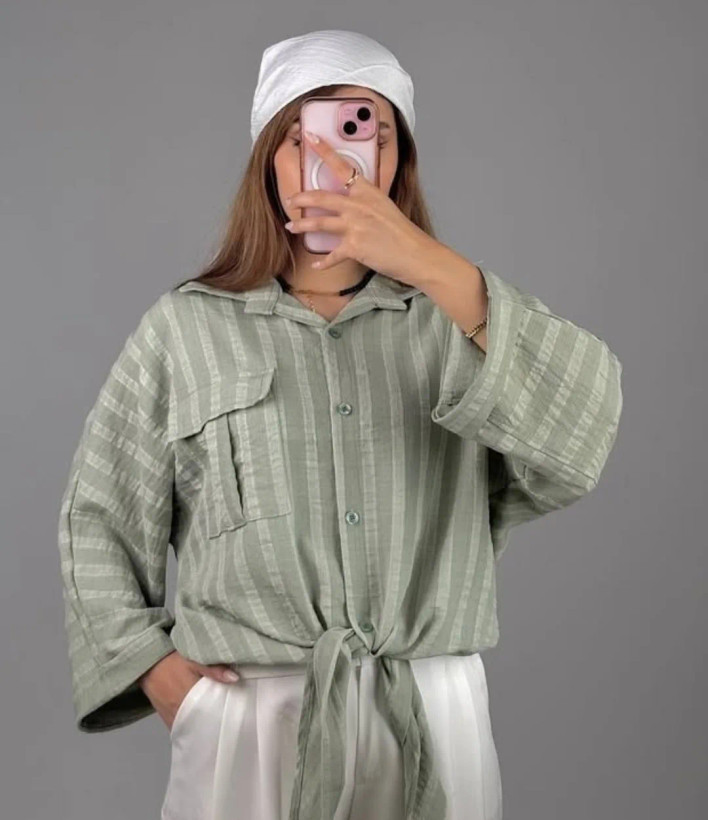 شومیز دخترانه مدل گره ای جنس لینن ژاکارد فری سایز تا ۴۸ ۵ رنگ جذاب