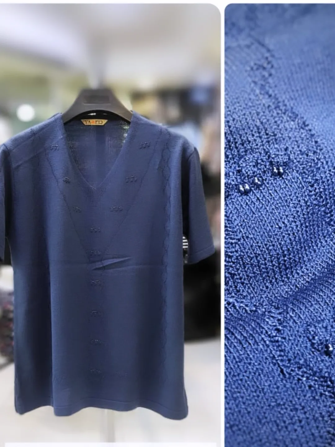 بافتدخترانه آستین کوتاه یقه هفت  منجق دوزی شده مناسب سایز ۴۲ تا ۴۸