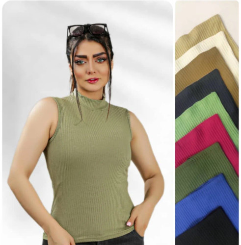 تاپ دختراته فانریپ یقه ایستاده سایز فری تا ۴۶