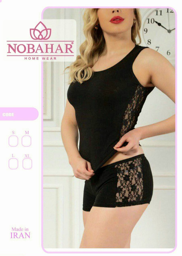 تاپ و شورتک دانتل دار جنس ویسکوز نخ ۱۰۰٪ سایز بندی ایکس و دو ایکس