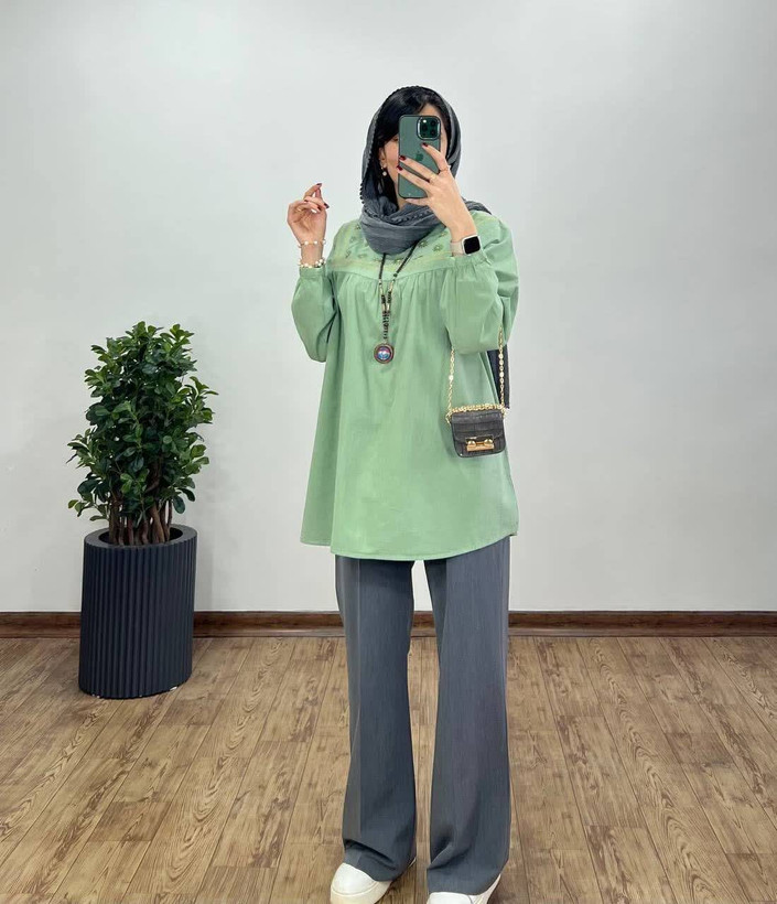 شومیز دخترانه الیاف طبیعی فری سایز تا ۴۸ ۸رنگ